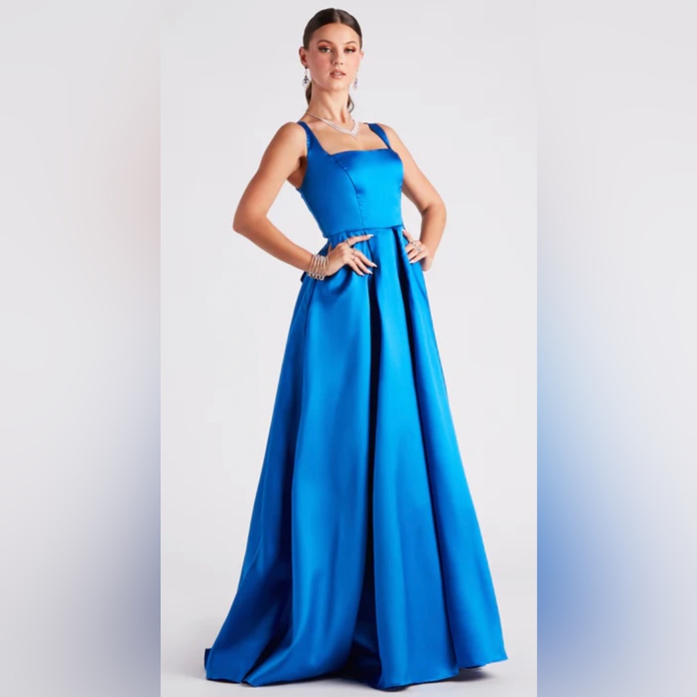 Satin Lace-Up A-Line Ball Gown